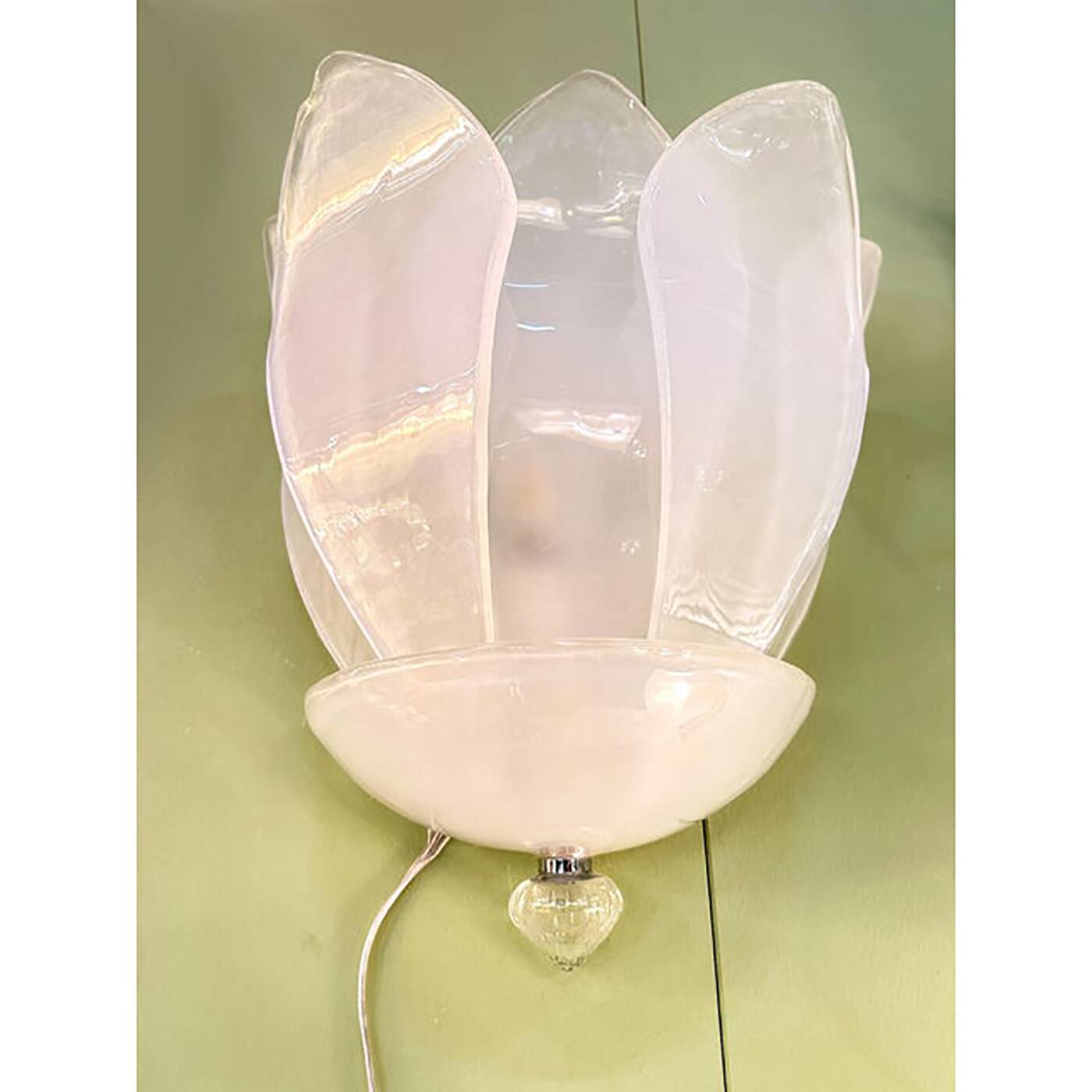 Contemporary Venetian Sanded Murano Glass Floreal Wall Sconces-Set of Two