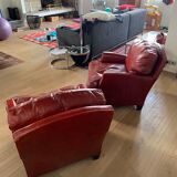 Pair of leather club chairs 30s