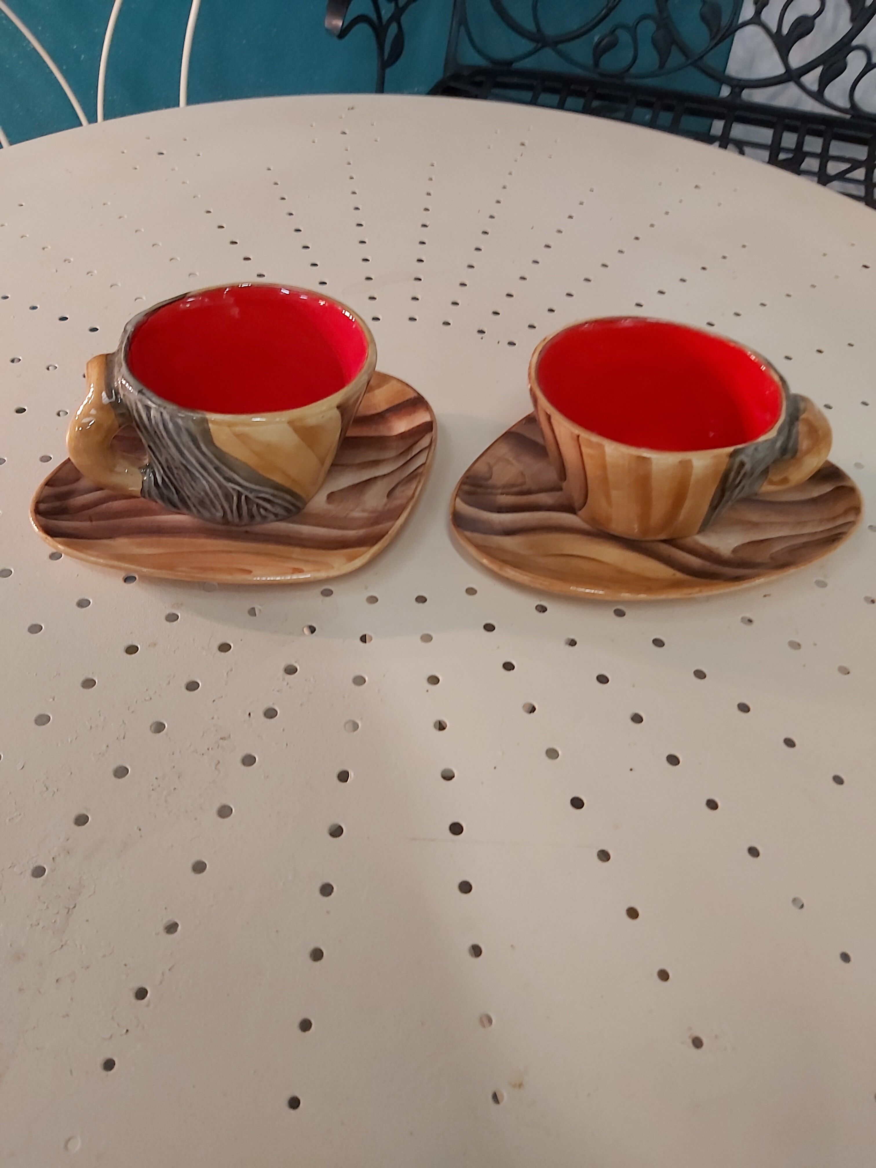 Duo cups and cups Vallauris fake wood
