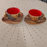 Duo tasses et sous-tasses Vallauris faux bois