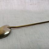 Ancient silver metal spoon and vintage brass