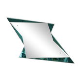 Emerald green geometric mirror – Italy, 1970s/1980s