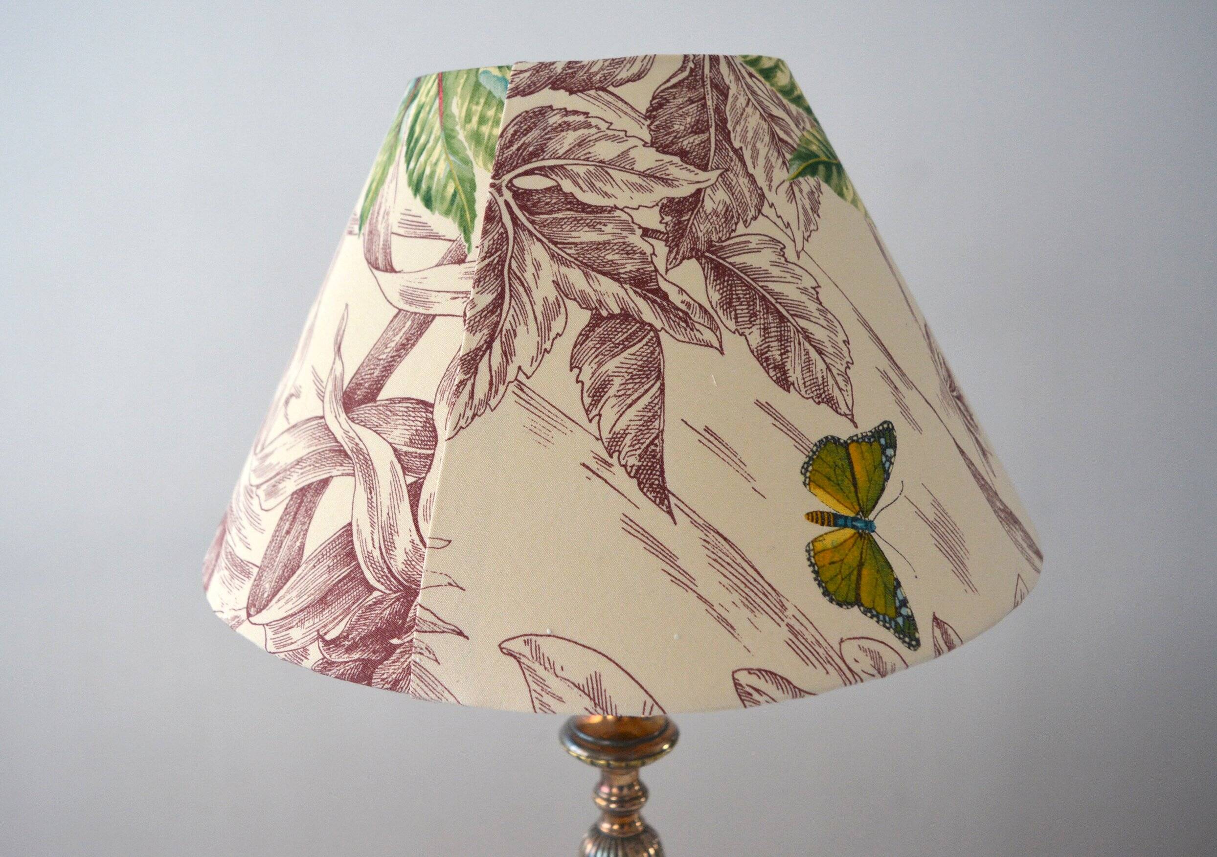 Lampshade, botanical vintage Jouy canvas, flowers