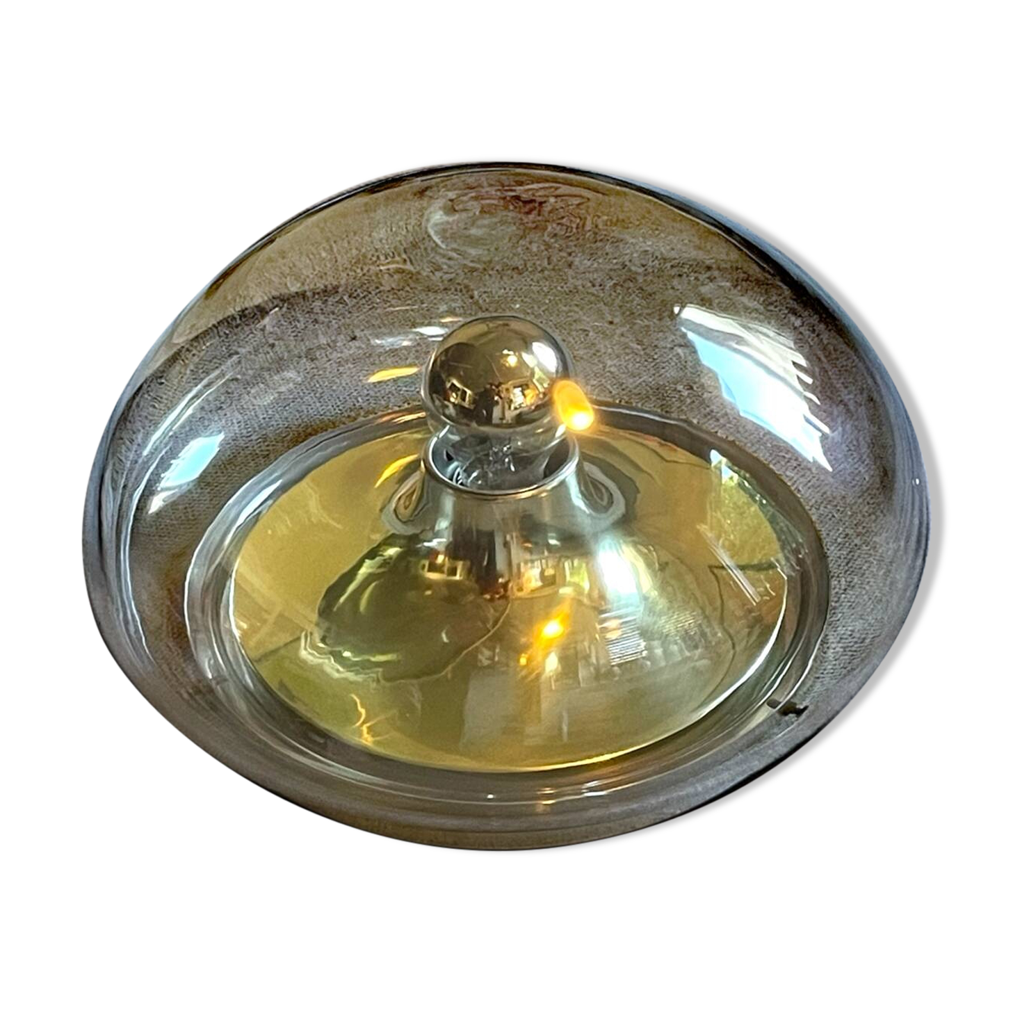 Vintage Glashütte Limburg | Ceiling UFO Lamp | dia. 30cm 11.81" | ligh