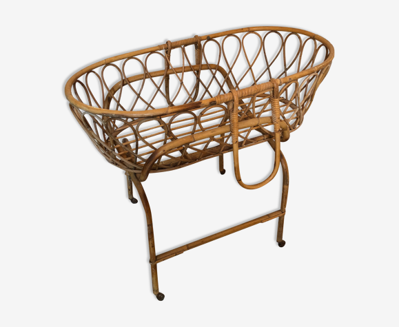 Berceau en rotin vintage - années 60