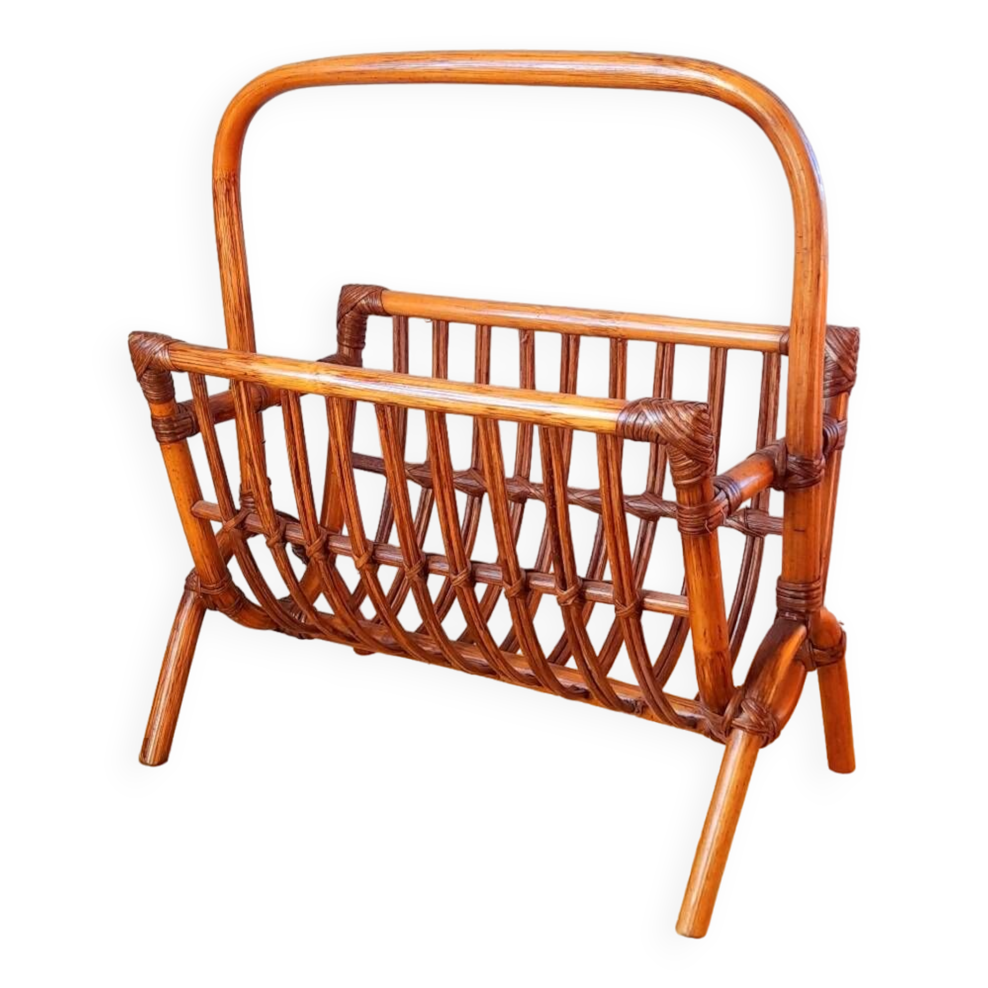 Rattan magazine rack 60s