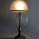 Table lamp, bedside lamp, globe with floral motifs and glass beads. Year 60 70