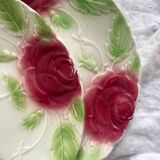 2 old slip plates decorated with roses