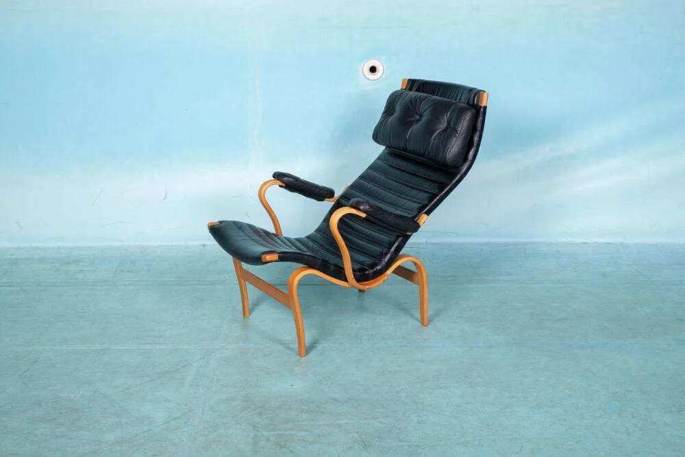 Design lounge armchair & ottoman 70s Bruno Mathsson Pernilla