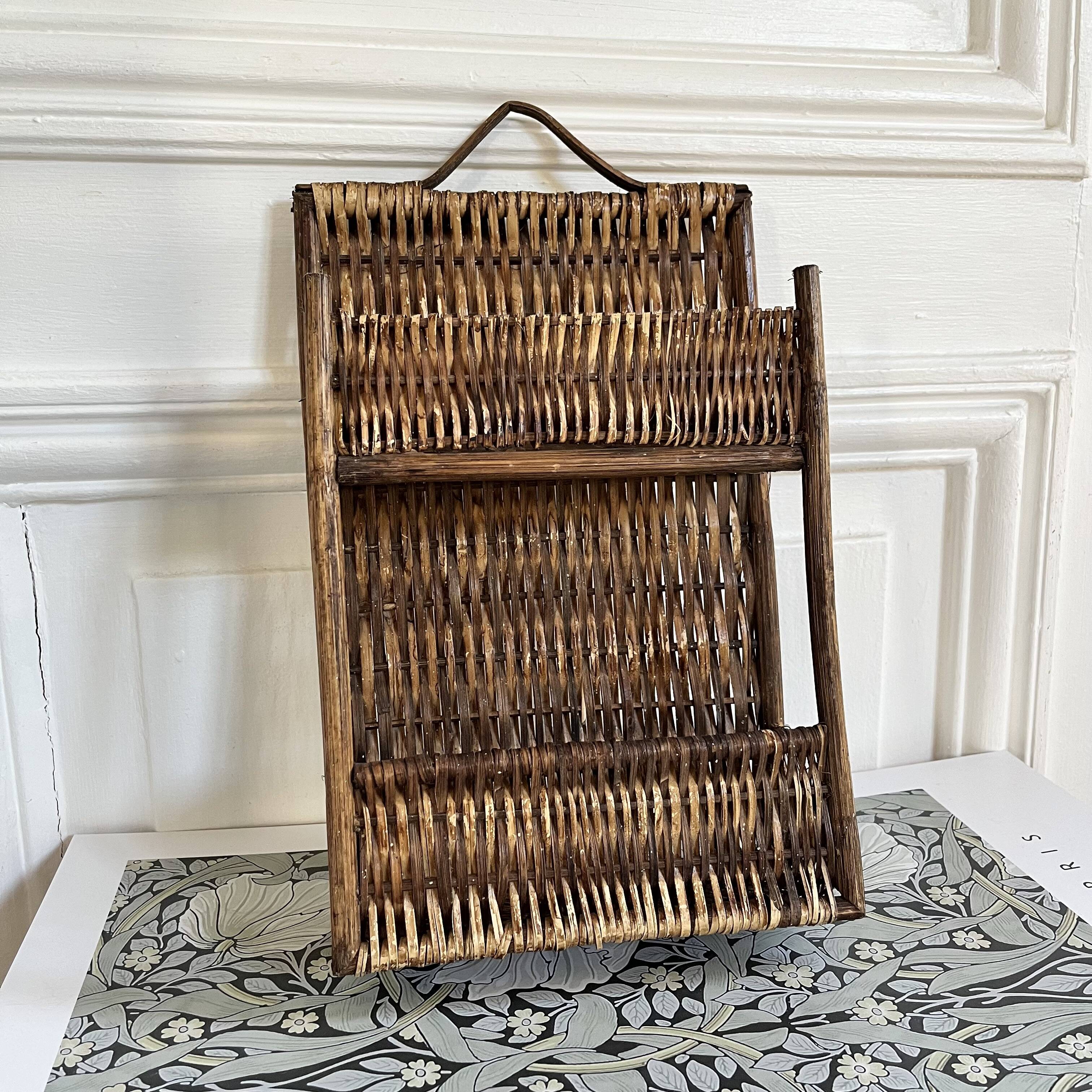 Vintage wicker spice rack