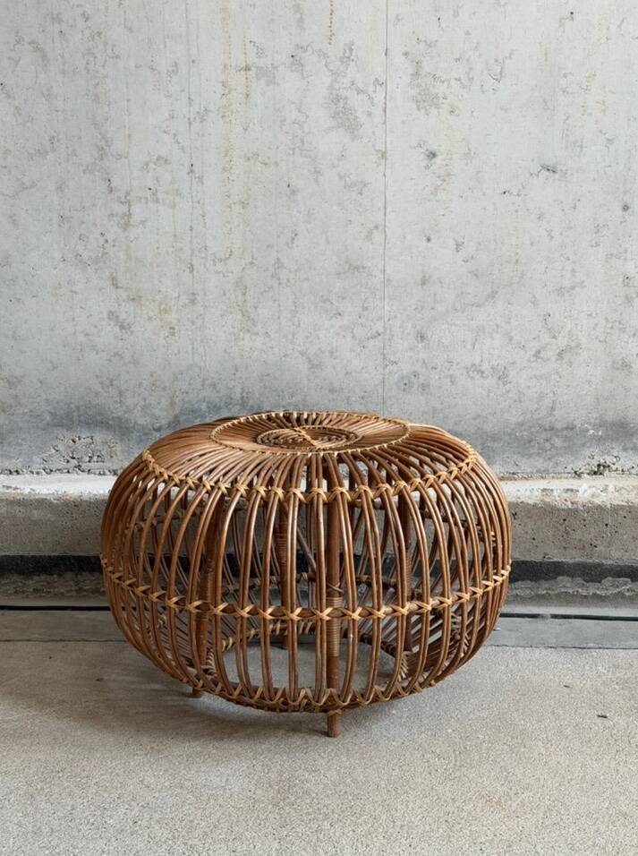 Wicker ottoman/pouf  Lobster Pot by Franc Albini