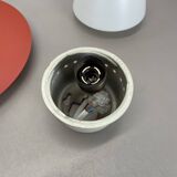 Round red wall light in metal and opaline glass in the Stilnovo style, 20 cm, Italy, 1960s