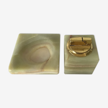 Ashtray and table lighter made of onyx