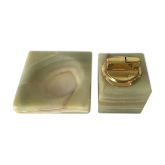 Cendrier et briquet de table en onyx