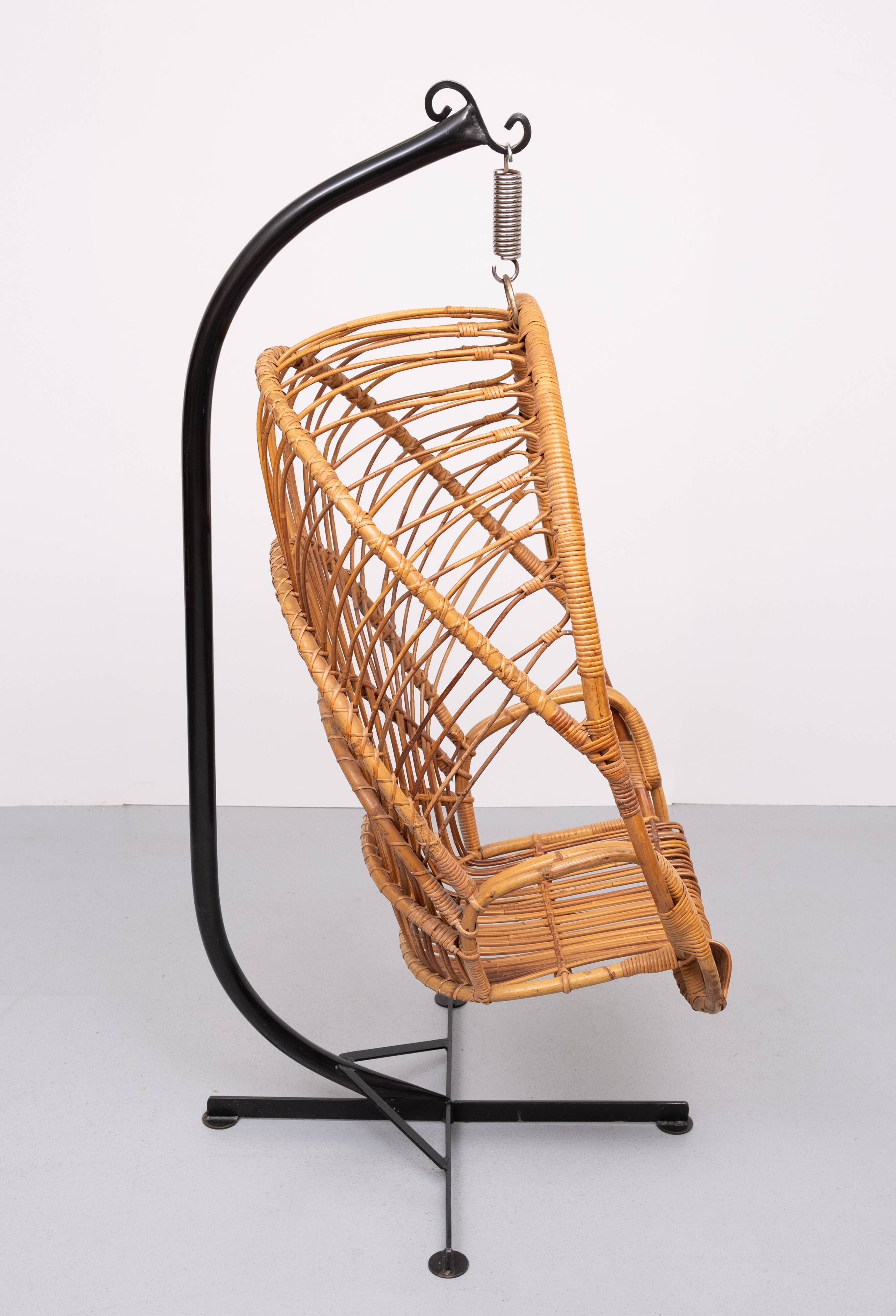 Rattan Hanging Chair by Rohe Noordwolde Holland 1960s