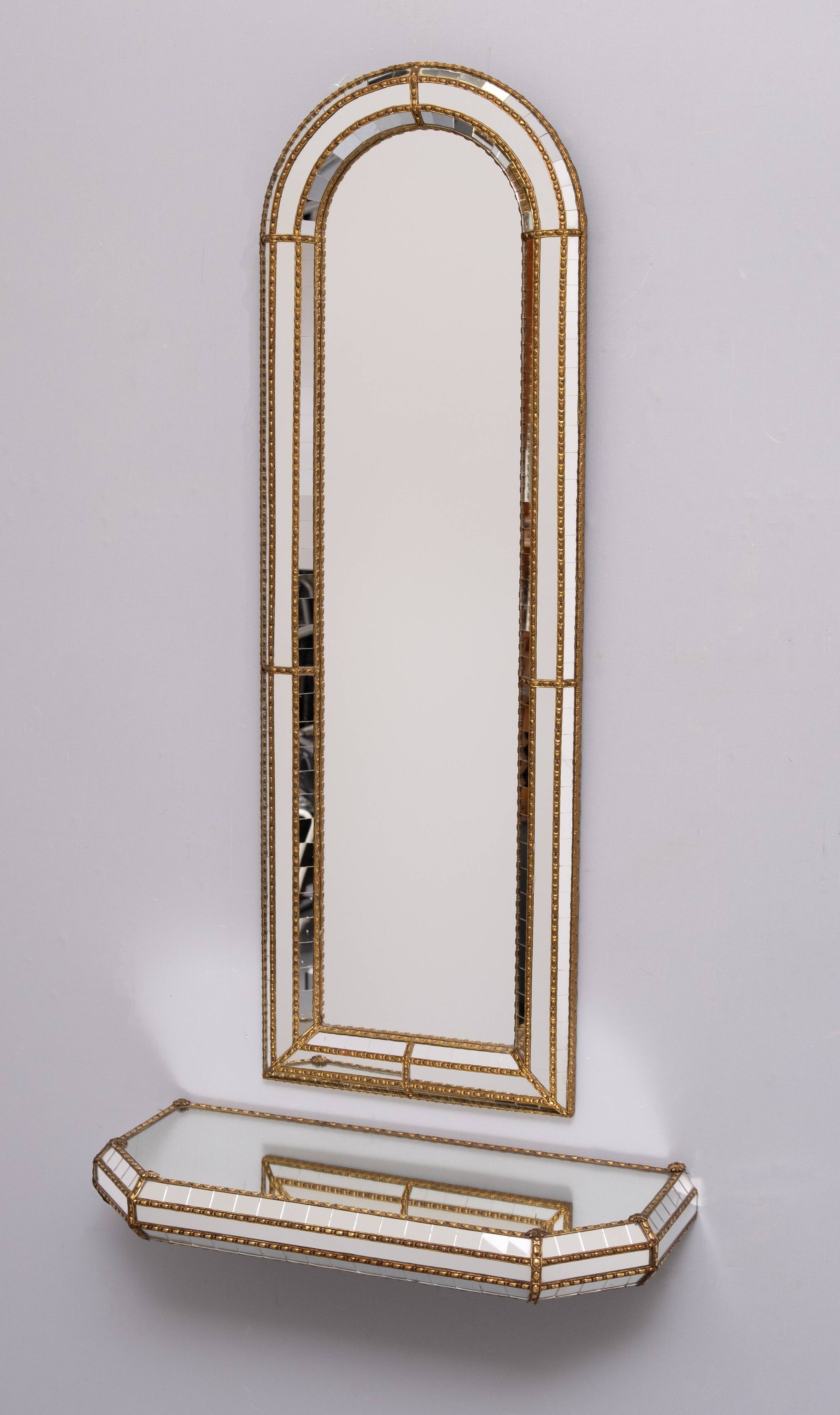 Mosaic Wall Mirror and Console Spain 1970s