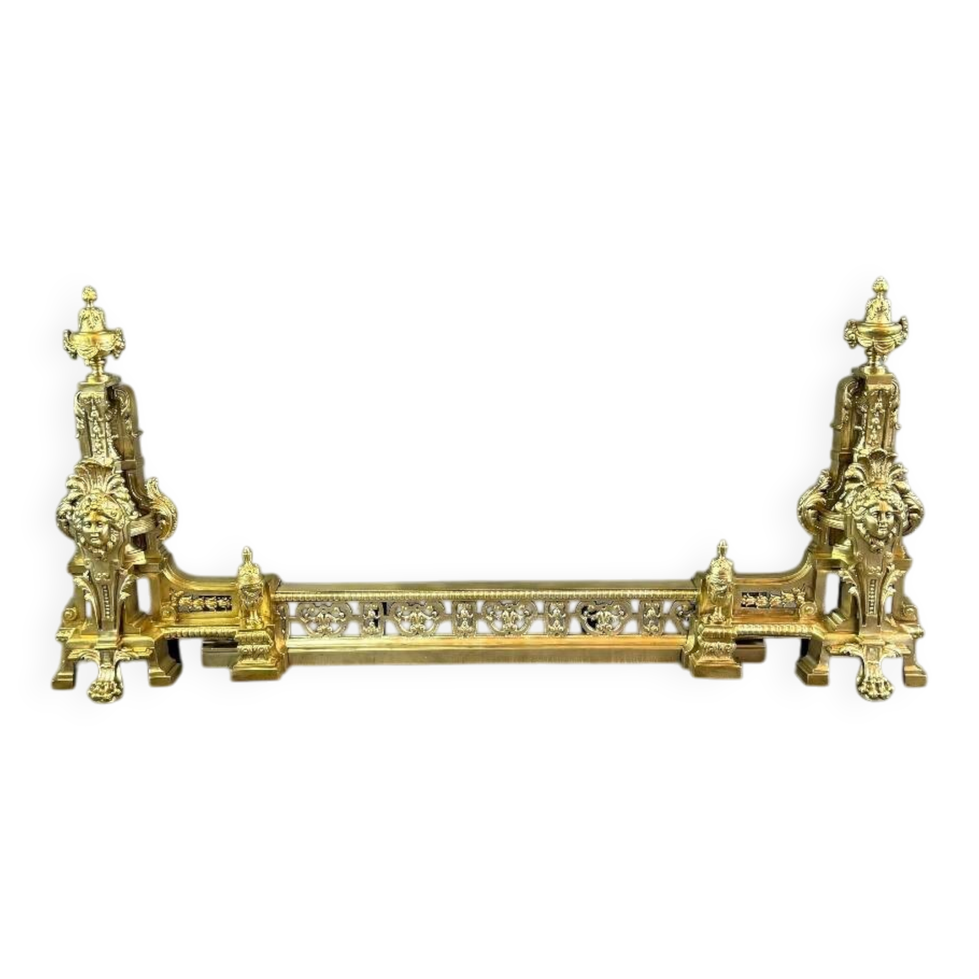Paire de chenets en bronze doré, style Louis XVI, XIXe Siècle