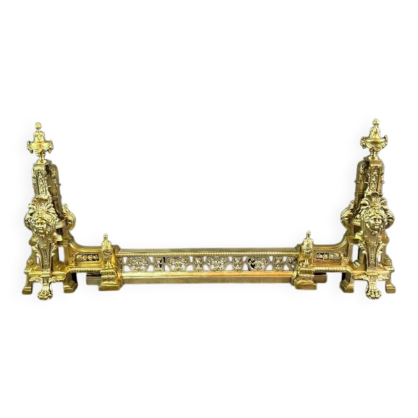 Paire de chenets en bronze doré, style Louis XVI, XIXe Siècle