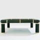 Olive green ceramic and brass coffee table by Tommaso Barbi 1970