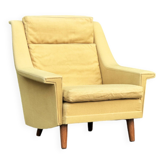 Light olive/mustard armchair, 1970's denmark, vintage