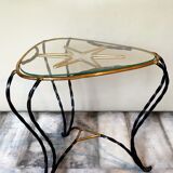 Table basse tripode en fer forgé vintage
