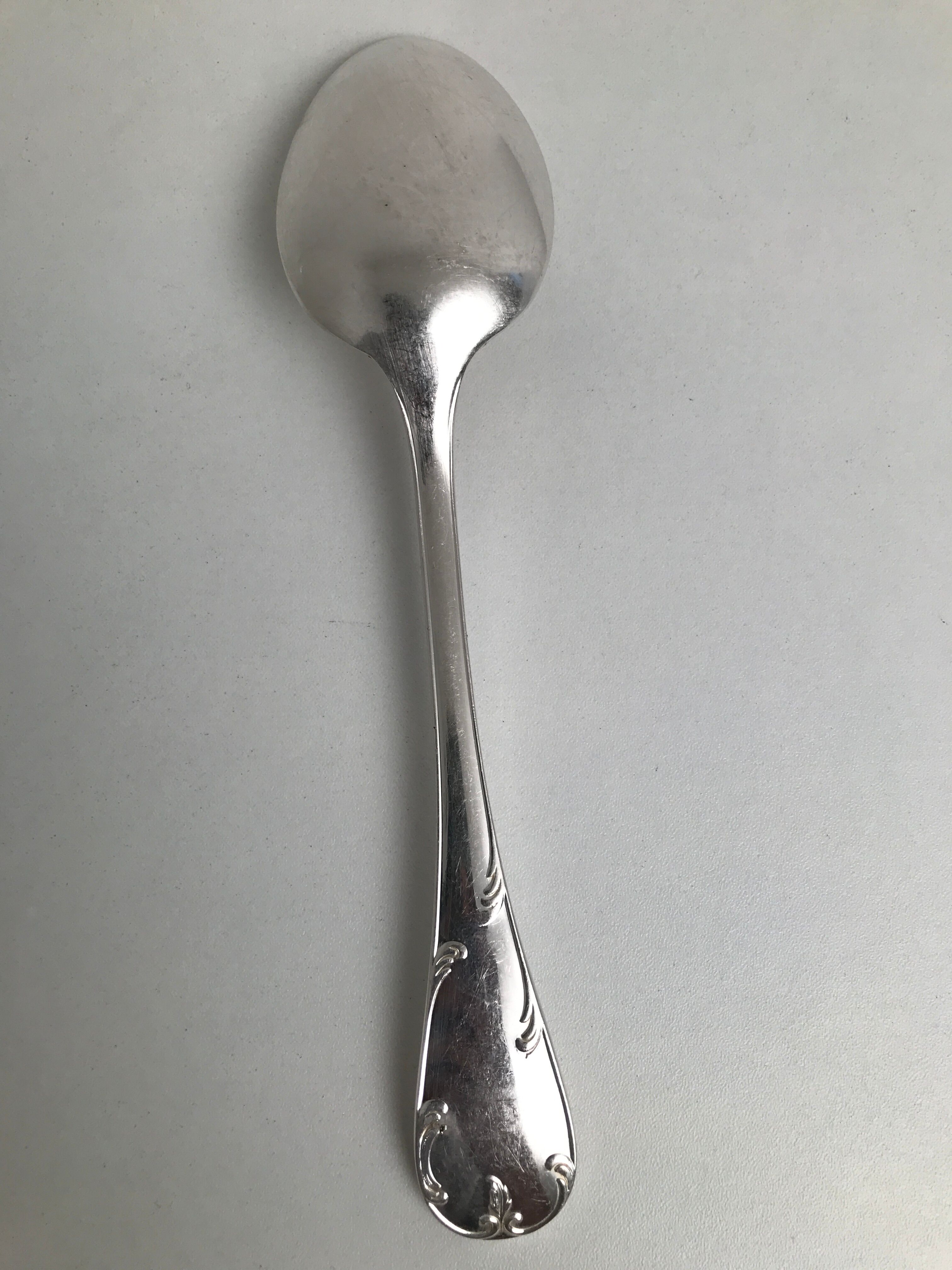 Set of 10 old silver spoons