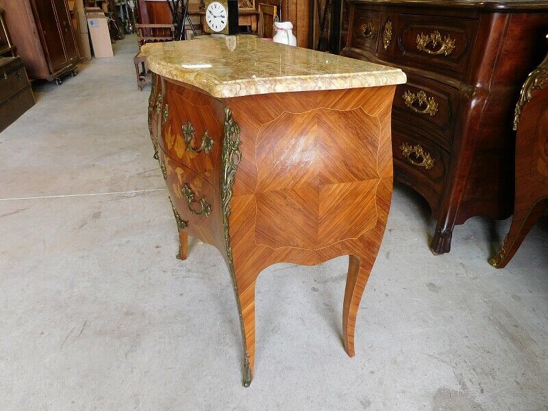 Commode en bois de rose 2 tiroirs plateau marbre n22