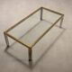 Vintage coffee table in metal, brass and glass, 1970s design.