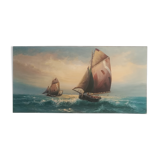 Oil on marine canvas signed Le Tallec