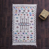 Moroccan white bohemian carpet 112x195 cm