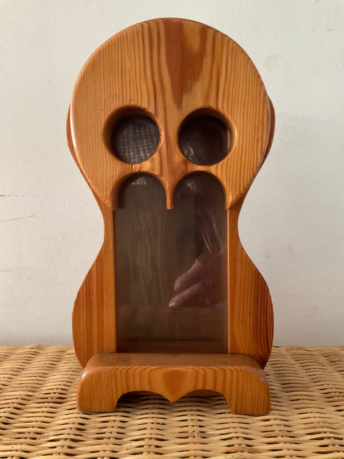 Vintage owl money box in solid pine