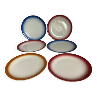 Six anciennes petites assiettes faïence moulin des loups