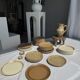 4 assiettes en grès brun