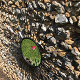 Vintage black metal sun mirror 1950