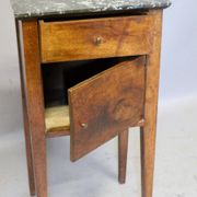 Directoire bedside table in walnut with marble top.