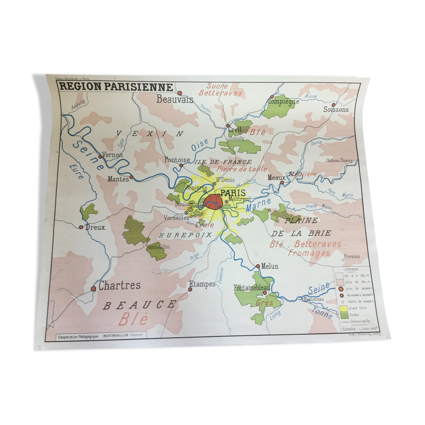 Vintage map of Paris 50s