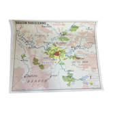Carte géographique de Paris vintage années 50