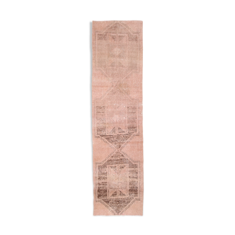 Brown and beige vintage runner rug 342x89