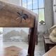 Set of 4 Savoyard pine folk art chairs from the 1950s.
