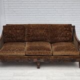 1930-35s, Danish 3-seater sofa, furniture velour, furniture mesh, ash wood.