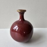 Soliflore vase in oxblood glazed ceramic Signed (Signature to be identified)