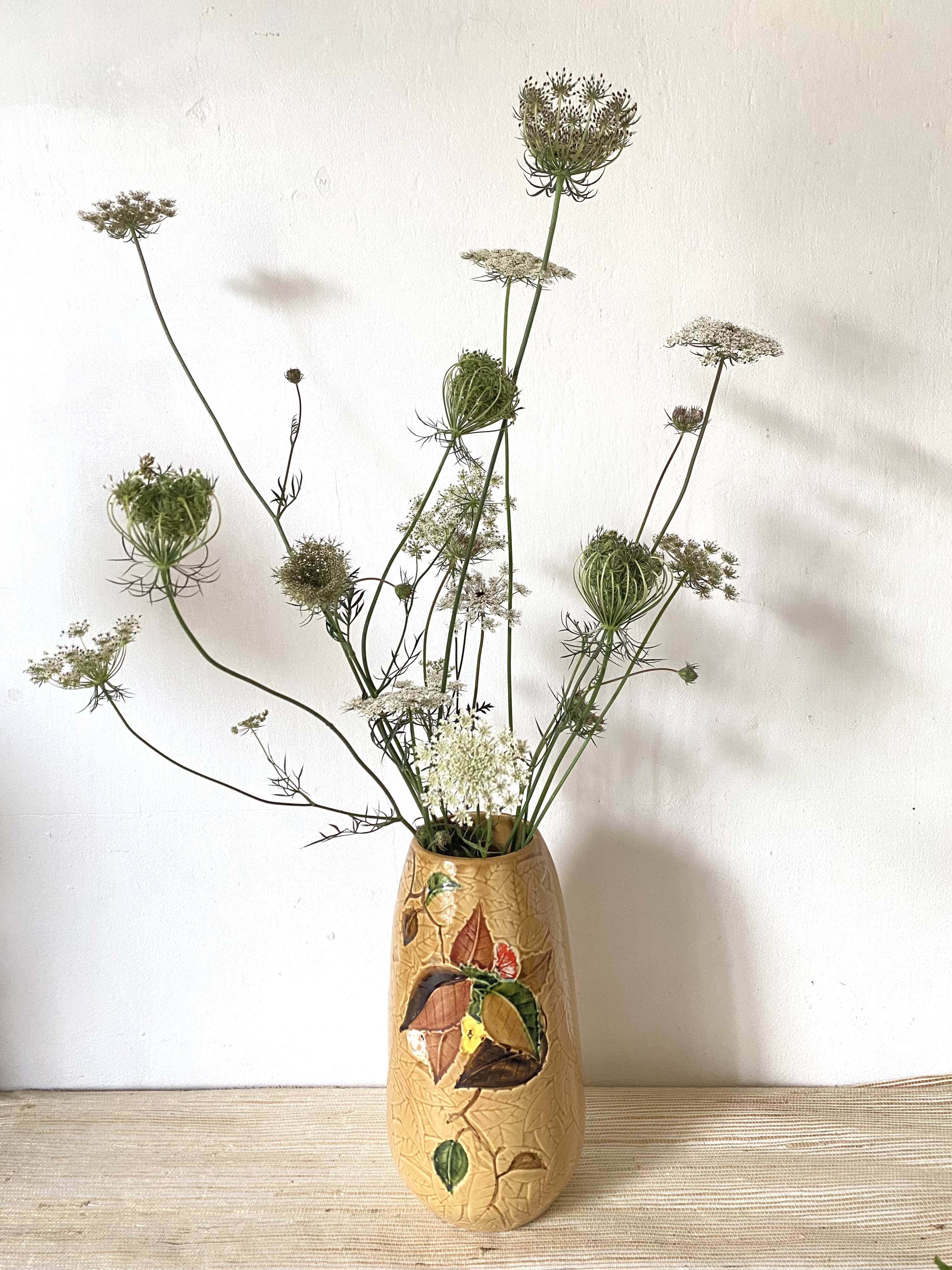 Ceramic vase with foliage design, 1970s