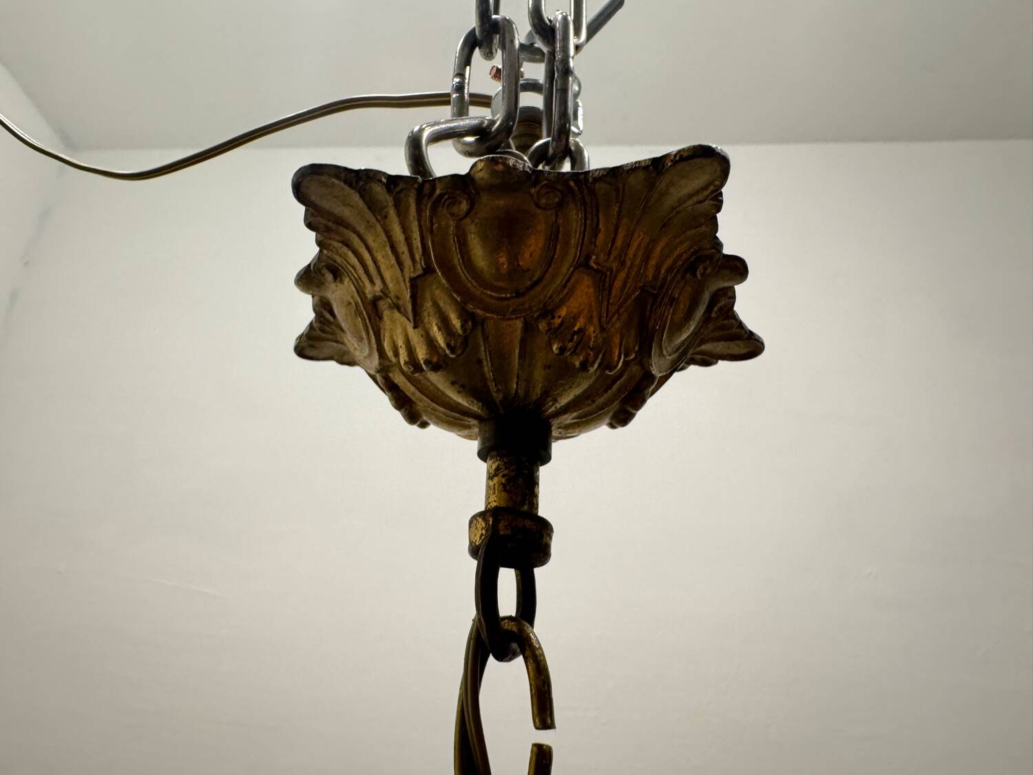 Bronze Crystal Beaded Light Pendant 1940’s