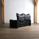 Cassina Maralunga Two Seater Sofa In Black Leather By Vico Magistretti 1970