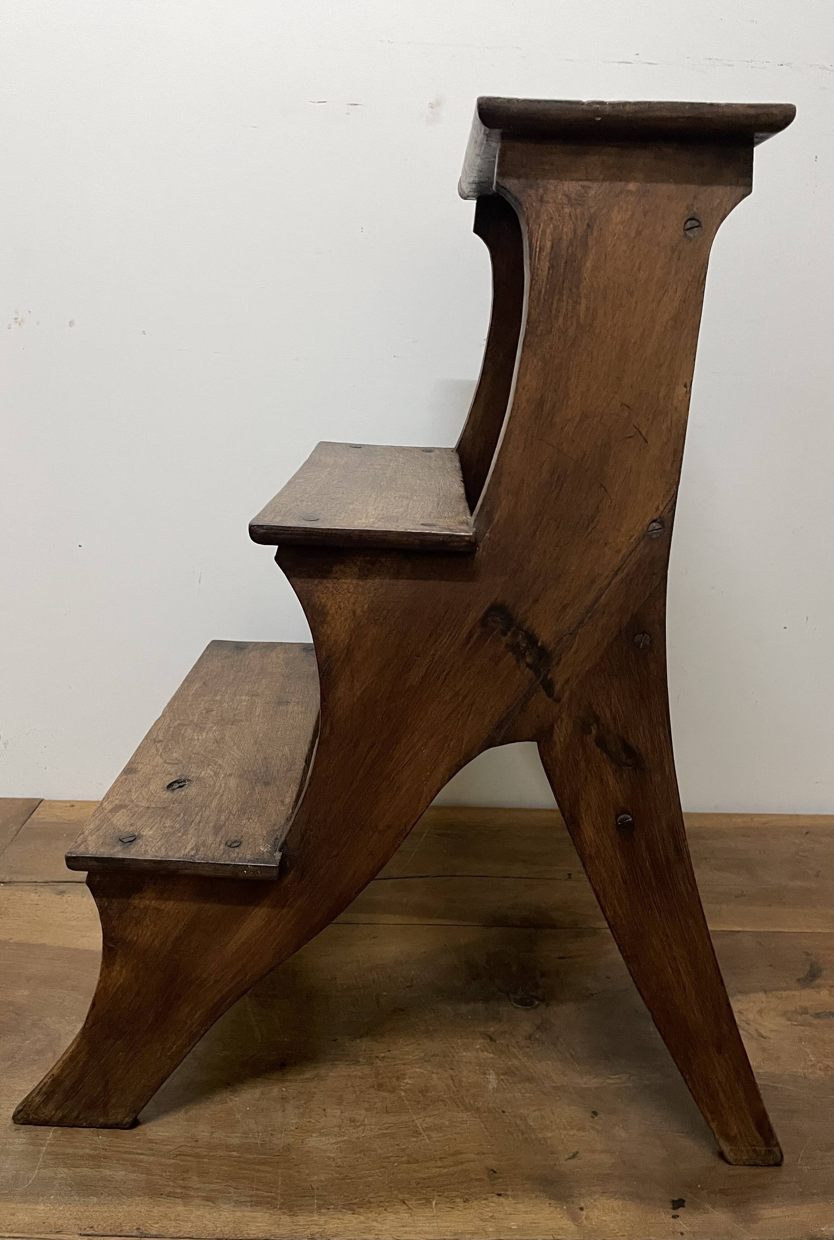 Walnut bookcase step stool