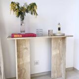 100% raw travertine console
