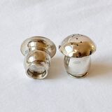 Paire de salière et poivrier en argent 800 en forme de champignon