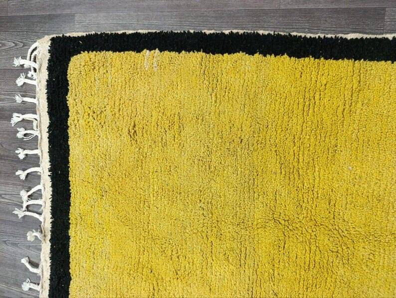 Handcrafted traditional Berber rug, yellow, size 150 x 250 cm