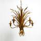 Beautiful huge 1970s gold-plated 5-arm tall metal chandelier by Hans Kögl
