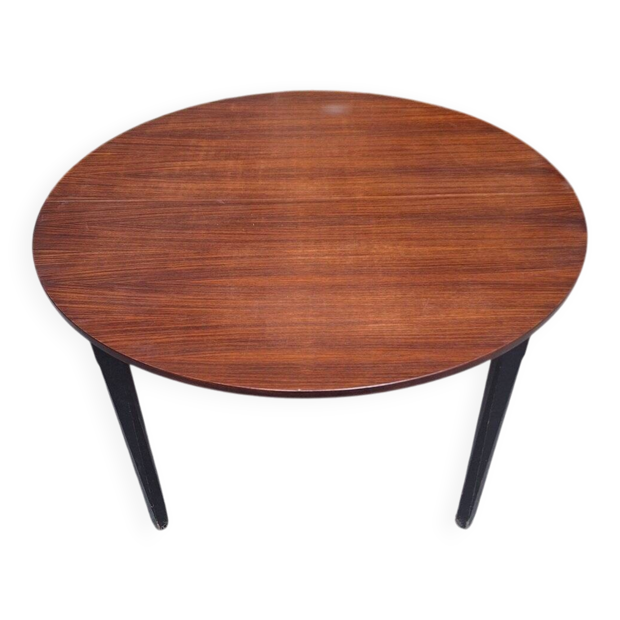 Table à manger en bois avec plateau rond extensible, années 1950